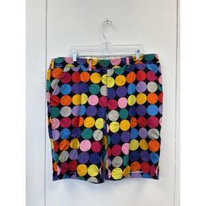 Loudmouth Shorts Mens 40 Black Multicolor Polka Dot Golf Cotton Stretch Bright‎